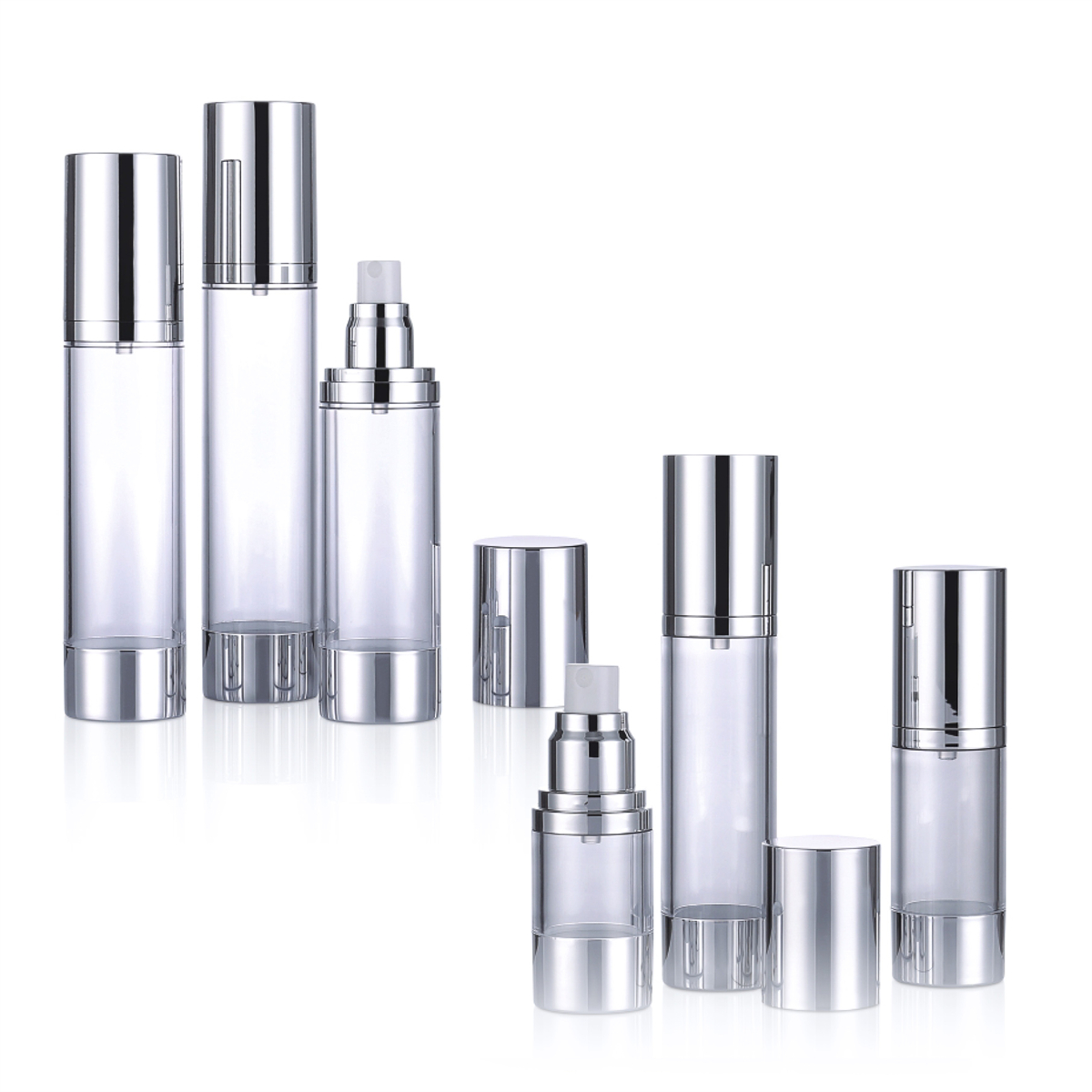 15ml 30ml 50ml 80ml 100ml 120ml Non Spill Alxury trong suốt trong suốt Chai đá không khí không khí trong suốt với nắp bạc L04